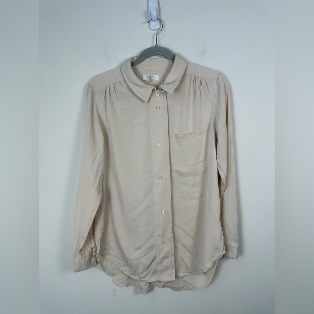 AYR Silk button down blouse size Medium Blush Pink EUC